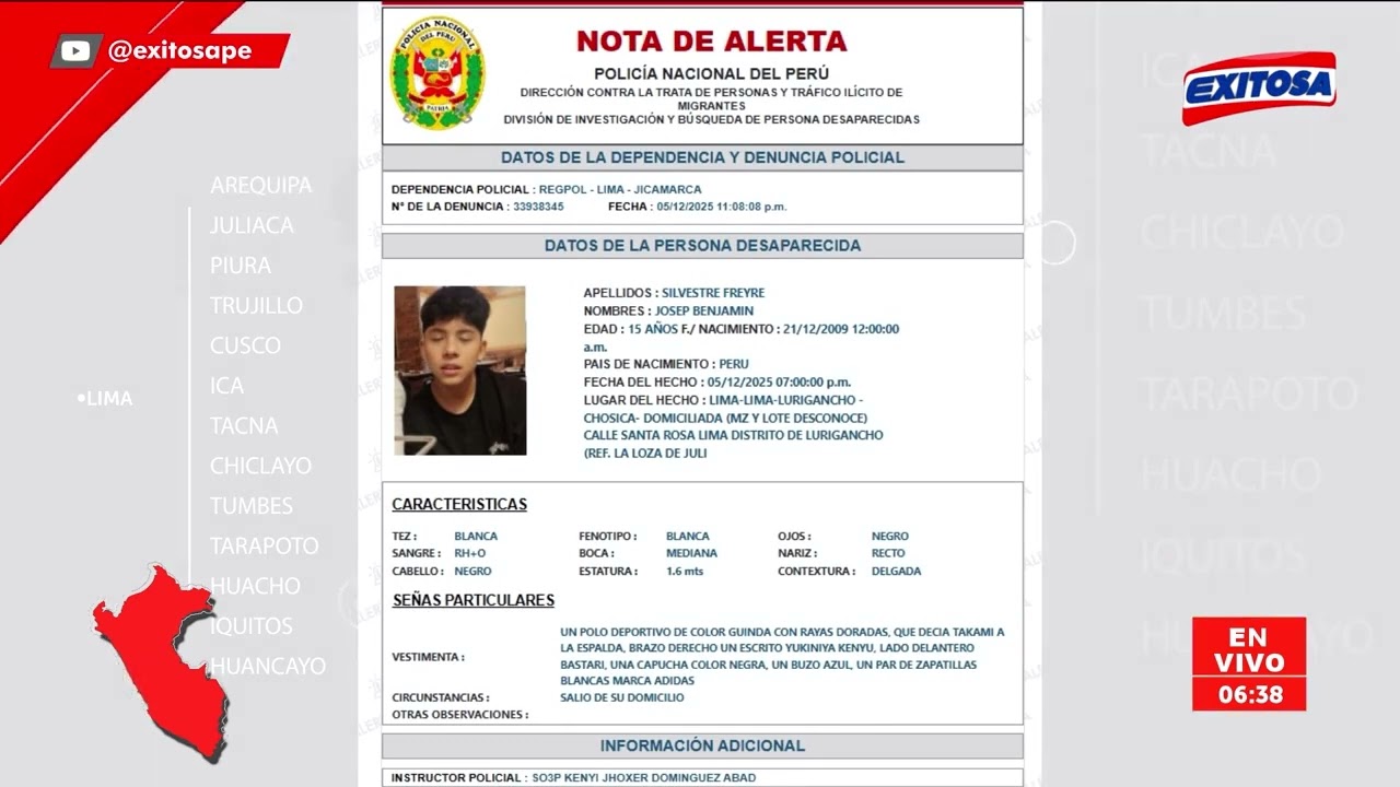 🔴🔵 Te Buscamos: Menor de 14 años fue reportada desaparecida el viernes 05/12/25