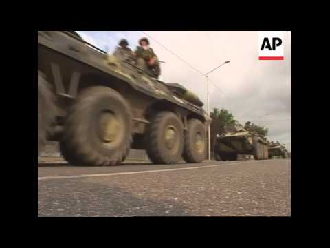 Russian troops entering the Abkhazia border