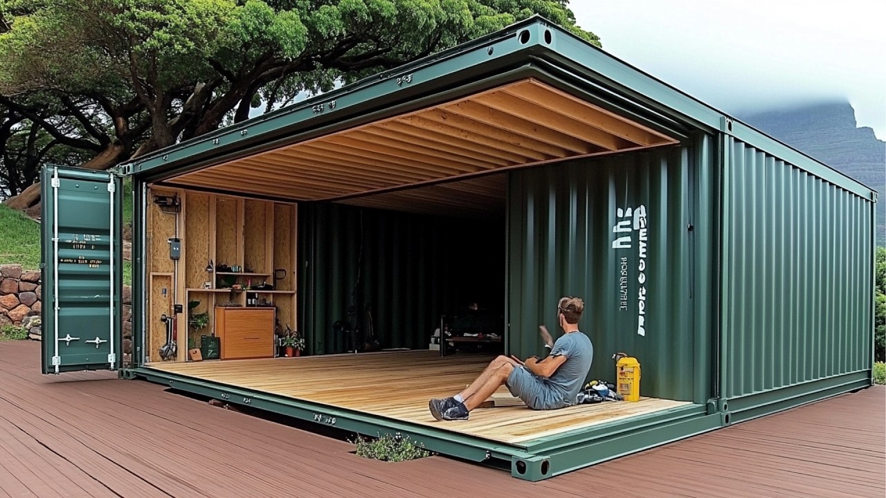 Man Builds Amazing DIY Container Home with Foldable Terrace | Low-Cost Housing @PLAHOUSE-CONTAINER