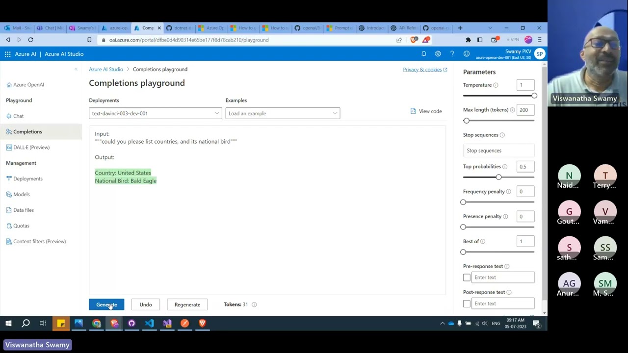 Azure OpenAI - Prompt Engineering using Studio Postman Python C# .NET 7