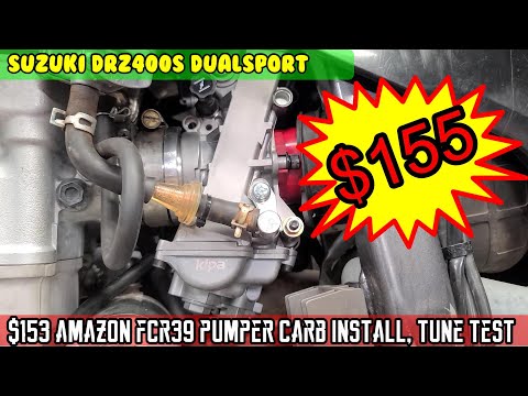 (E25) $153 Amazon FCR39 carburetor swap full install test. 0 to 60 time power mod. Suzuki DRZ400