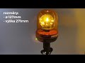 Maják oranžový 12V/24V - halogenový ECE R10/R65 na tyč (127x271mm) - Video Youtube