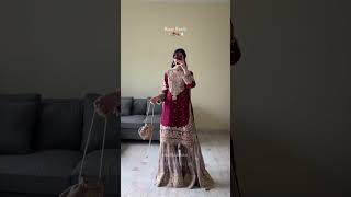 Maroon Embroidered Chiffon Gharara - Video 1