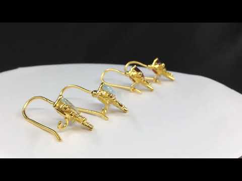 Hanging wedding gold earrings