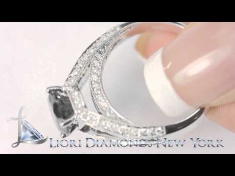 BDR-175 - 3.25 Carat Certified Natural Black Diamond Engagement Ring 14K White Gold