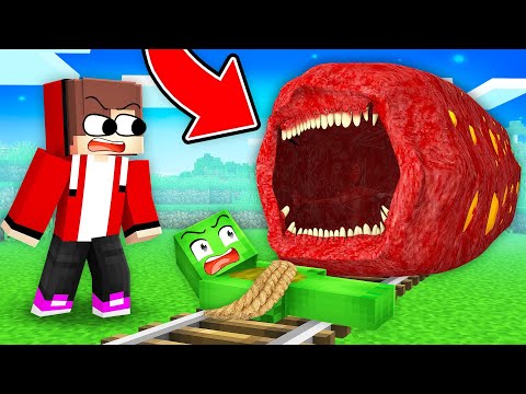 Kidnapped & Tied to Rail: Scary Train Eater vs JJ in Minecraft