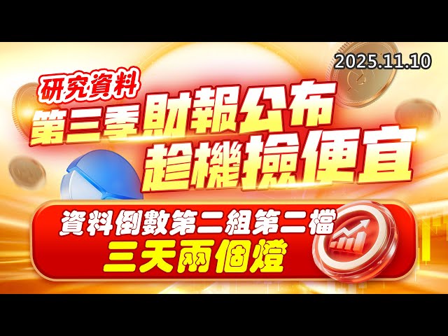 20251110《股市最錢線》#高閔漳 “研究資料：第三季財報公布，趁機撿便宜””資料倒數第二組第二檔，三天兩個燈”
