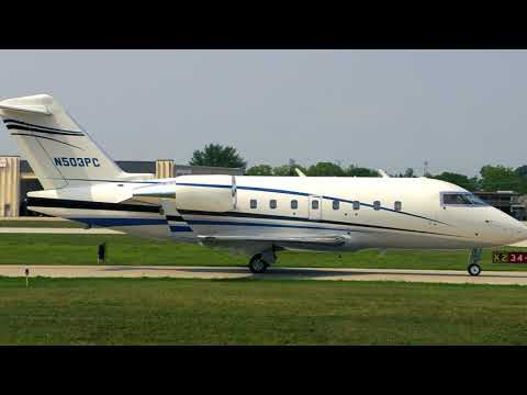 Bombardier Challenger 604 Landing & Takeoff with ATC (4K)