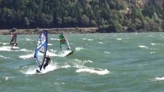 preview picture of video 'Windsurfing, The Hatchery, Columbia River Gorge, Loops, Jumps (July 22, 2013)'