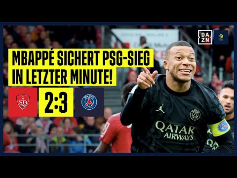 Später Doppelpack von Mbappé sichert PSG-Sieg: Brest - PSG 2:3 | Ligue 1 | DAZN Highlights