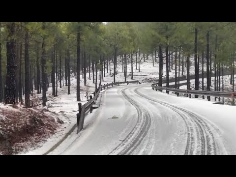 Snow on the peaks of Gran Canaria thanks to Storm Emilia