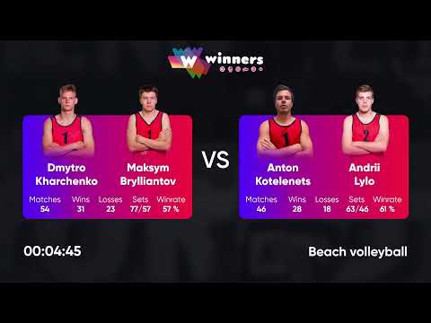 00:30 D. Kharchenko / M. Brylliantov - A. Kotelenets / A. Lylo 15.03.2023 | Winners Beach Volleyball