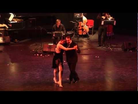  Daiana Guspero  and  Miguel Angel Zotto  are  dancing  to  a  milonga  at  Aix Tango Festival  in  2012