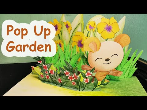Pop Up Illustration/Art - how to make a pop up garden with simple V-fold mechanism