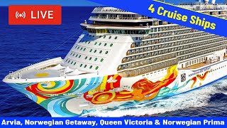 SHIPS TV - Arvia, Norwegian Getaway, Norwegian Prima & Queen Victoria Cruise Ships Departing Port