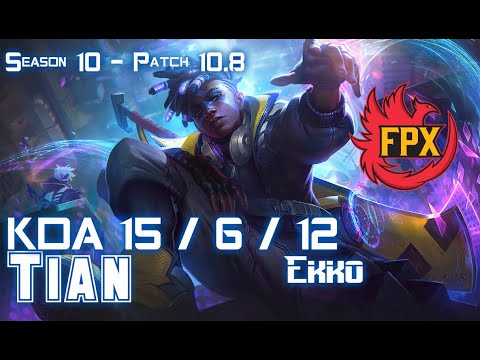 FPX Tian EKKO vs POPPY Jungle - Patch 10.8 KR Ranked