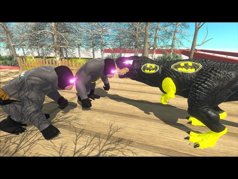 BATMAN T-REX VS 2X BATMAN GORO DEATH RUN - Animal Revolt Battle Simulator