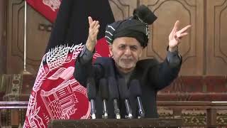 سخنرانی رئیس جمهور غنی در مراسم سپردن بیرق مزین شده با یک میلیون امضای مردم هرات