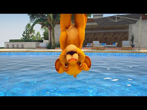 Water Ragdolls GTA 5: SIMBA from The Lion King Funny Moments! Jumps, Fails & Stunts in 4K! 🦁💧