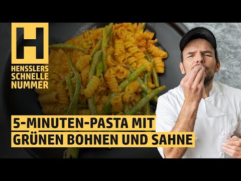 Quick 5-minute pasta with green beans and cream - recipe by Steffen Henssler