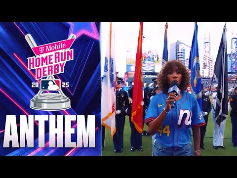 Heather Headley performs the National Anthem before the 2025 Home Run Derby!