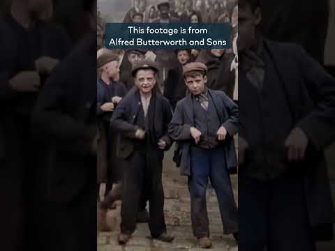 Colorized footage of boys from Manchester in 1901.. #manchester #history #shorts