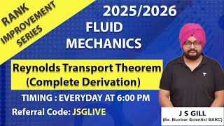 Rank improvement Series | Fluid Mechanics - Reynolds Transport Theorem Complete Derivation |J S Gill