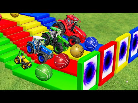 MISSION OF COLORS! TRACTORS vs PORTAL TRAP WITH SLIDE COLORS! BIG vs MINI TRACTORS! FS22
