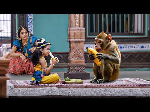 Mother Yashoda was stunned to see the antics of little Krishna and the monkey! - YASHOMATI MAIYYA...