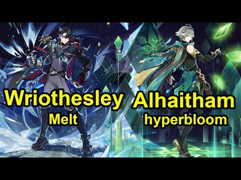 Wriothesley C0 melt & Alhaitham C0 hyperbloom spiral abyss floor 12 gesnhin impact