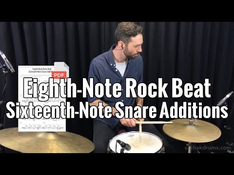Eighth Note Rock Beat: Sixteenth Note Snare Ghost Note Additions - Intermediate Drum Lesson
