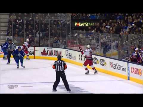 Dion Phaneuf Hits Ref In Face With Shot! - Feb4/13