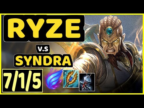 LVSYAN (RYZE) vs SYNDRA - 7/1/5 KDA MID GAMEPLAY - EUW Ranked GRANDMASTER