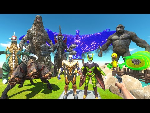 FPS Avatar Rescues Thanos and Perfect Cell and Fights Dinosaurs - Animal Revolt Battle Simulator