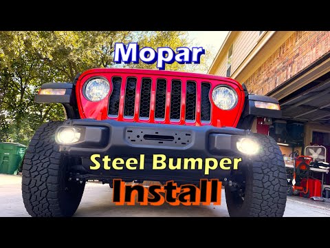 Mopar Front Steel Bumper Install on a Jeep Gladiator Mojave (Factory LED Fog Lights and Skid Plate)
