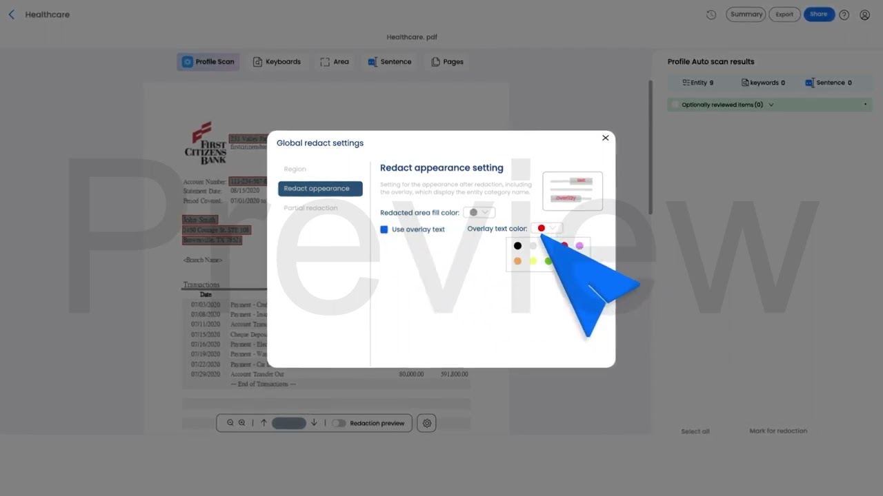 iDox.ai Redact Advance Features: Global Settings