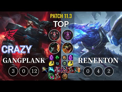RW Crazy Gangplank vs Renekton Top - KR Patch 11.3