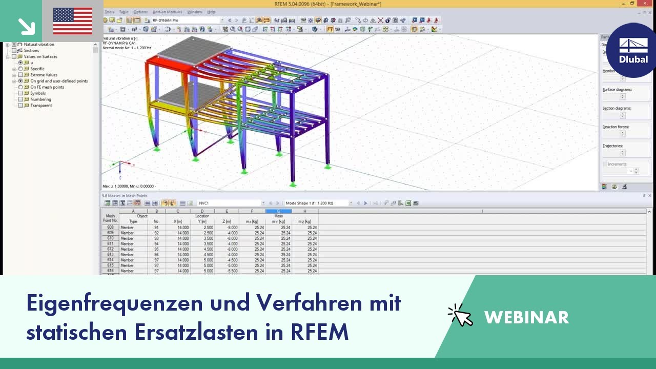 Webinar: Eigenfrequenzen und Verfahren mit statischen Ersatzlasten in RFEM