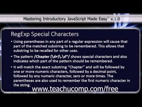 Javascript Training Tutorial Regexp Special Characters