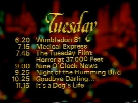 Tuesday 30th June 1981 BBC1 - Nationwide - Medical Express - News - Wimbledon - Tennis - Rare