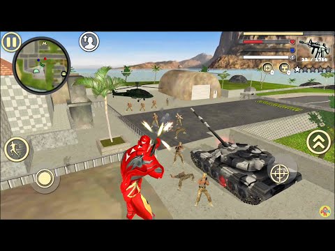 Iron Rope Hero Vice Town City Crime Simulator #29 - Army Base Tank and Helicopter - Android Gameplay