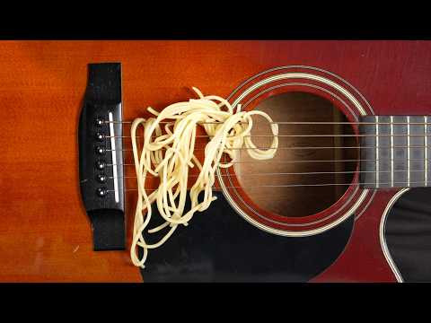 Testing how things sound in guitar strings