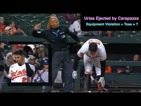 E24 - Ramon Urias Ejected by Vic Carapazza for Tossing Pad After Equipment Violation for Bat, Helmet