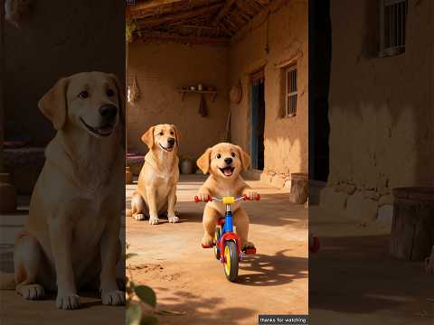 Cute dog steals bicycle for his child 😭 #ai #save #dog