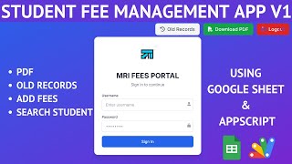 Google Sheets Fee Management System with Apps Script | Fee Management Web App | C35