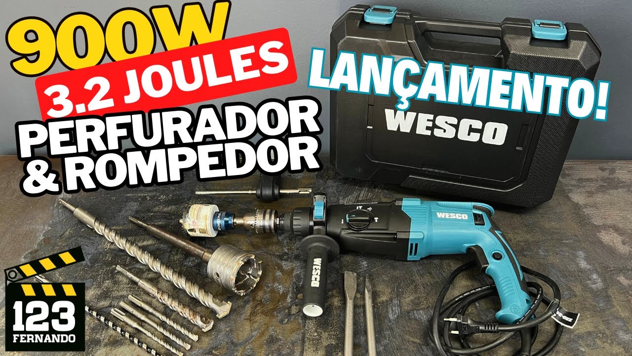 LANÇAMENTO MARTELETE COMBINADO PROFISSIONAL PERFURADOR E ROMPEDOR WESCO 900W WS3228k #martelete
