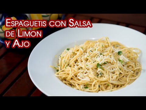 Espaguetis con Salsa de Limon y Ajo, Receta Facil y Economica