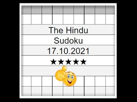 🔴 The Hindu Sudoku 5 Star Step by Step Solution | 17.10.2021 | Difficulty Level ★★★★★