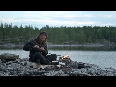 Solo bushcraft trip - 3 camps, fishing, hiking, canvas lavvu, chaga, fatwood, homemade axe and knife