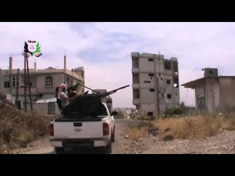 استهداف معاقل النظام في اللواء 52 برشاش 14.5 من قبل لواء شهداء الحرية في الحراك في ريف درعا